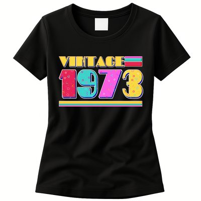 Vintage 80's Colors 1973 50th Birthday Womens T-Shirt