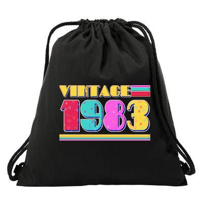 Vintage 80's Colors 1983 40th Birthday Drawstring Bag