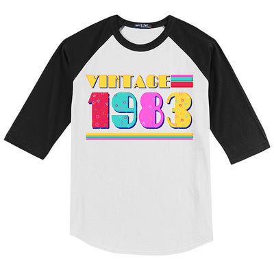 Vintage 80's Colors 1983 40th Birthday Kids Colorblock Raglan Jersey
