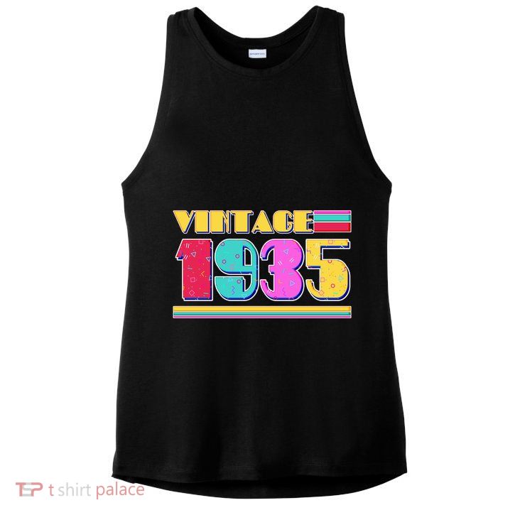 Vintage 80s Colors 1935 90th Birthday Ladies PosiCharge Tri-Blend Wicking Tank