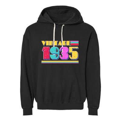Vintage 80s Colors 1935 90th Birthday Garment-Dyed Fleece Hoodie