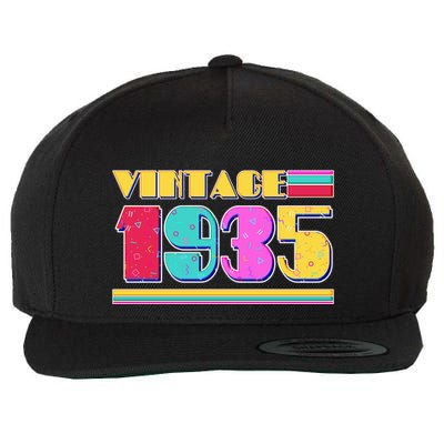 Vintage 80s Colors 1935 90th Birthday Wool Snapback Cap