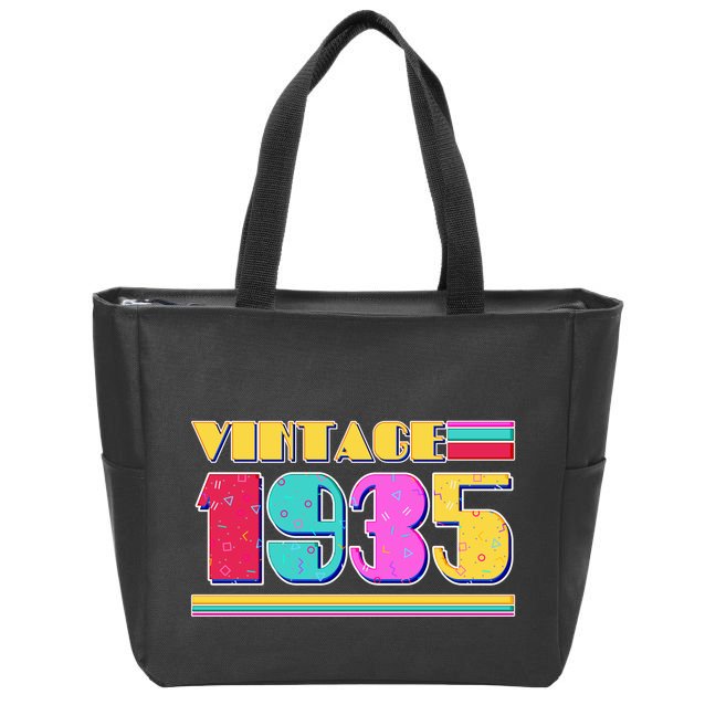Vintage 80s Colors 1935 90th Birthday Zip Tote Bag