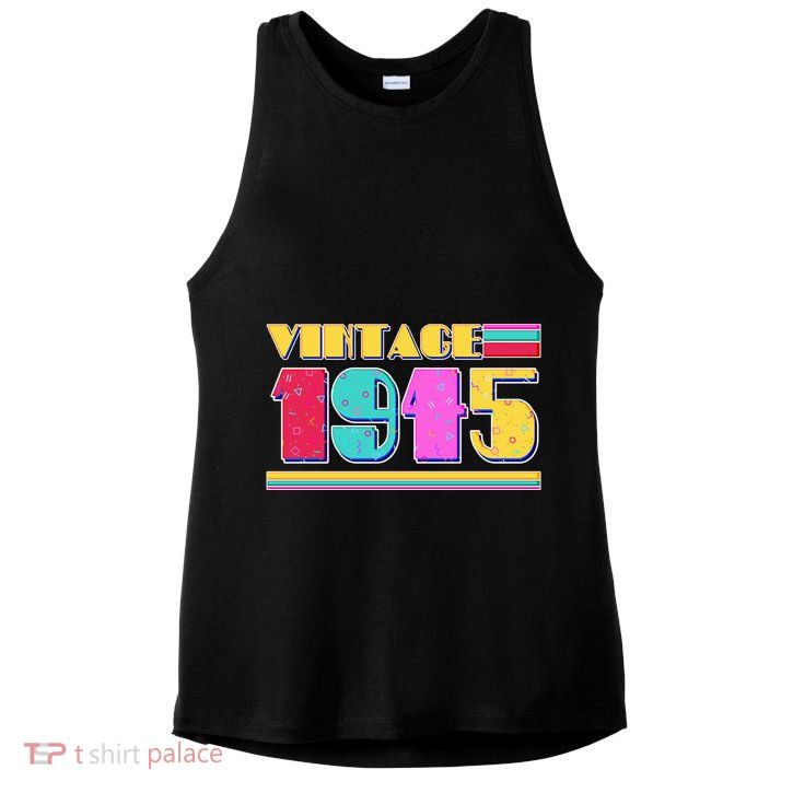 Vintage 80s Colors 1945 80th Birthday Ladies PosiCharge Tri-Blend Wicking Tank