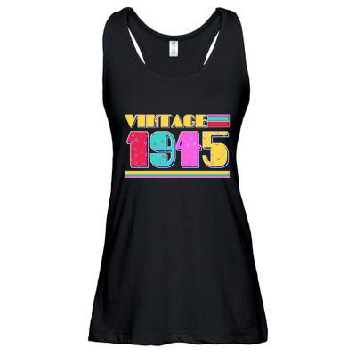 Vintage 80s Colors 1945 80th Birthday Ladies Essential Flowy Tank