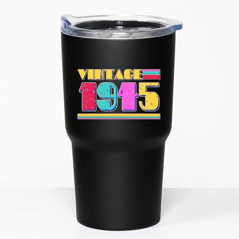 Vintage 80s Colors 1945 80th Birthday Tumbler