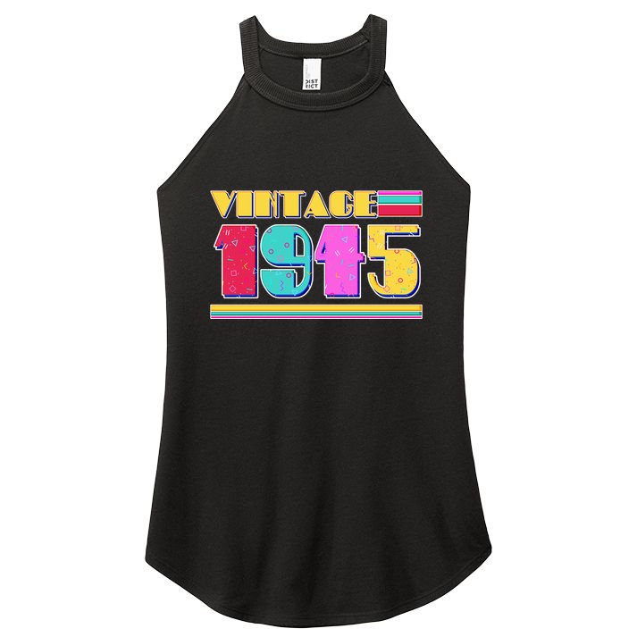 Vintage 80s Colors 1945 80th Birthday Women's Perfect Tri Rocker Tank