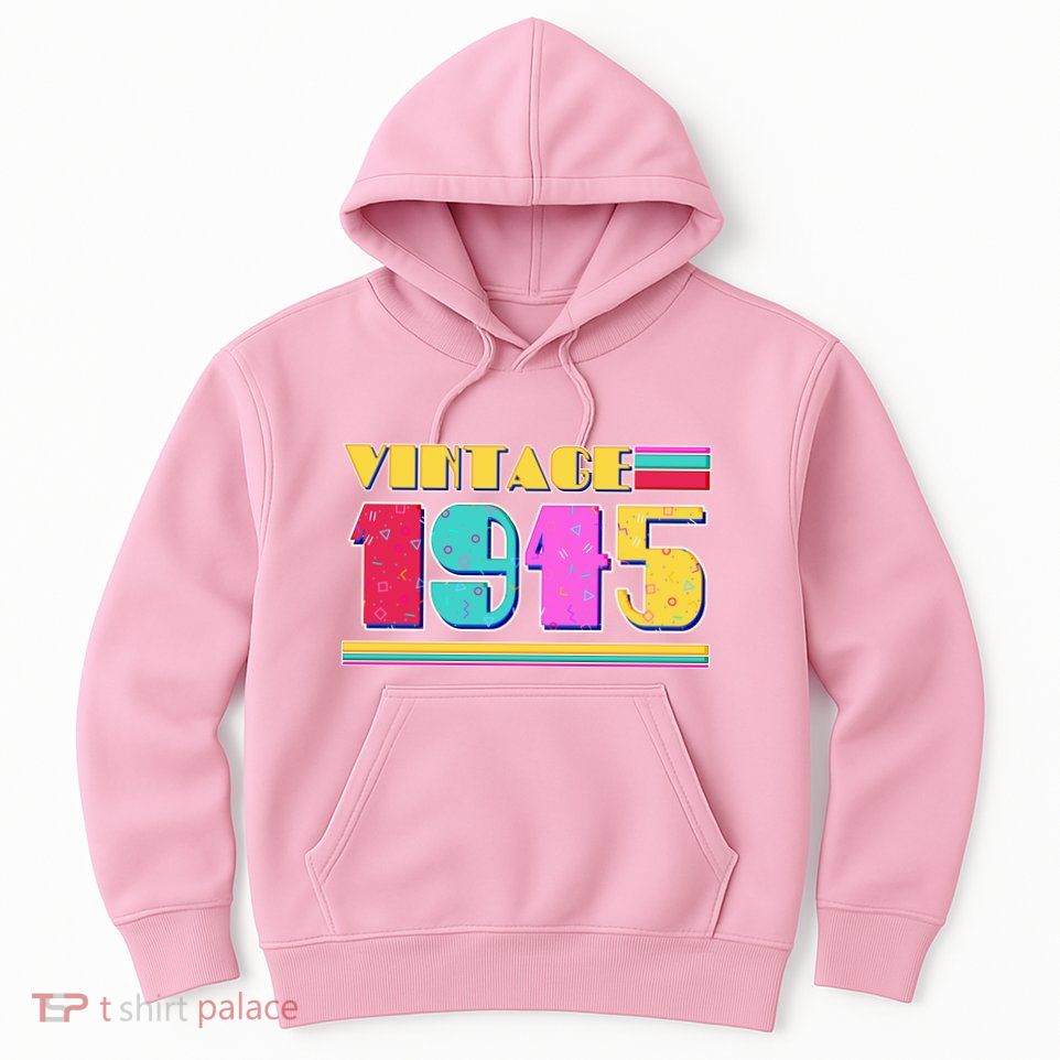 Vintage 80s Colors 1945 80th Birthday Hoodie
