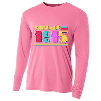 Vintage 80s Colors 1945 80th Birthday Cooling Performance Long Sleeve Crew