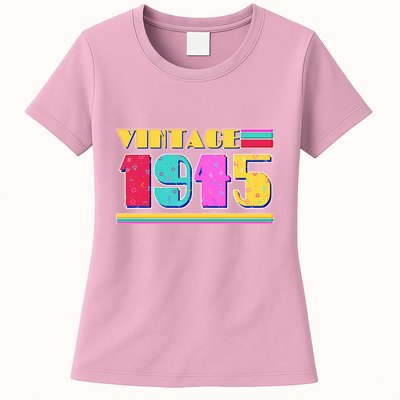 Vintage 80s Colors 1945 80th Birthday Womens T-Shirt