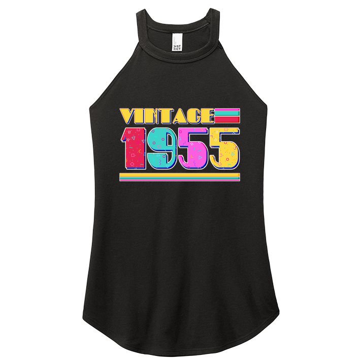 Vintage 80s Colors 1955 70th Birthday Women's Perfect Tri Rocker Tank