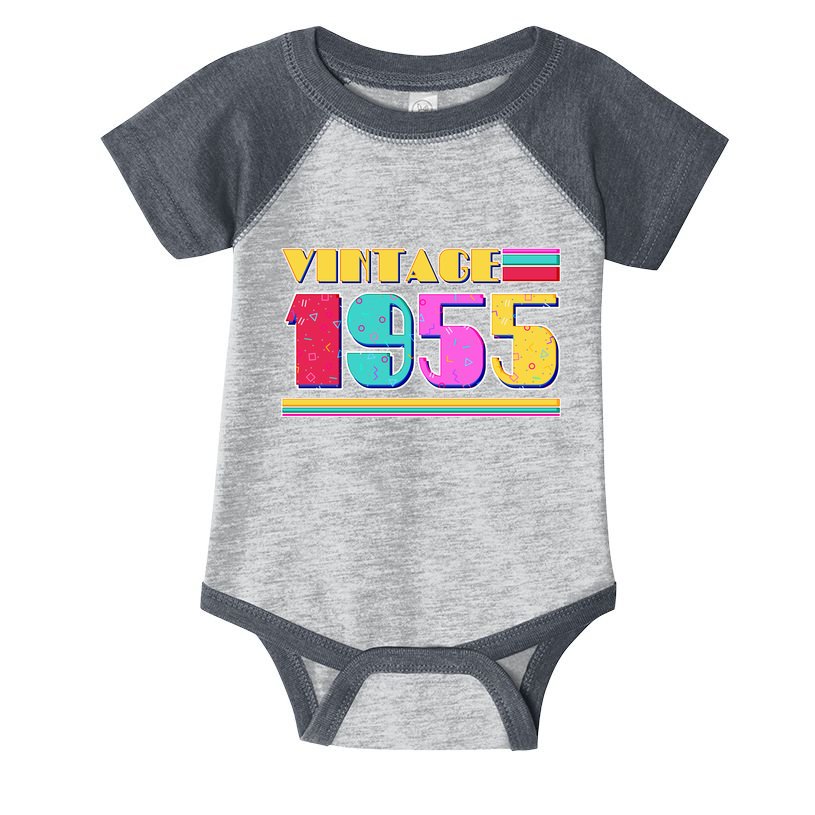 Vintage 80s Colors 1955 70th Birthday Infant Baby Jersey Bodysuit