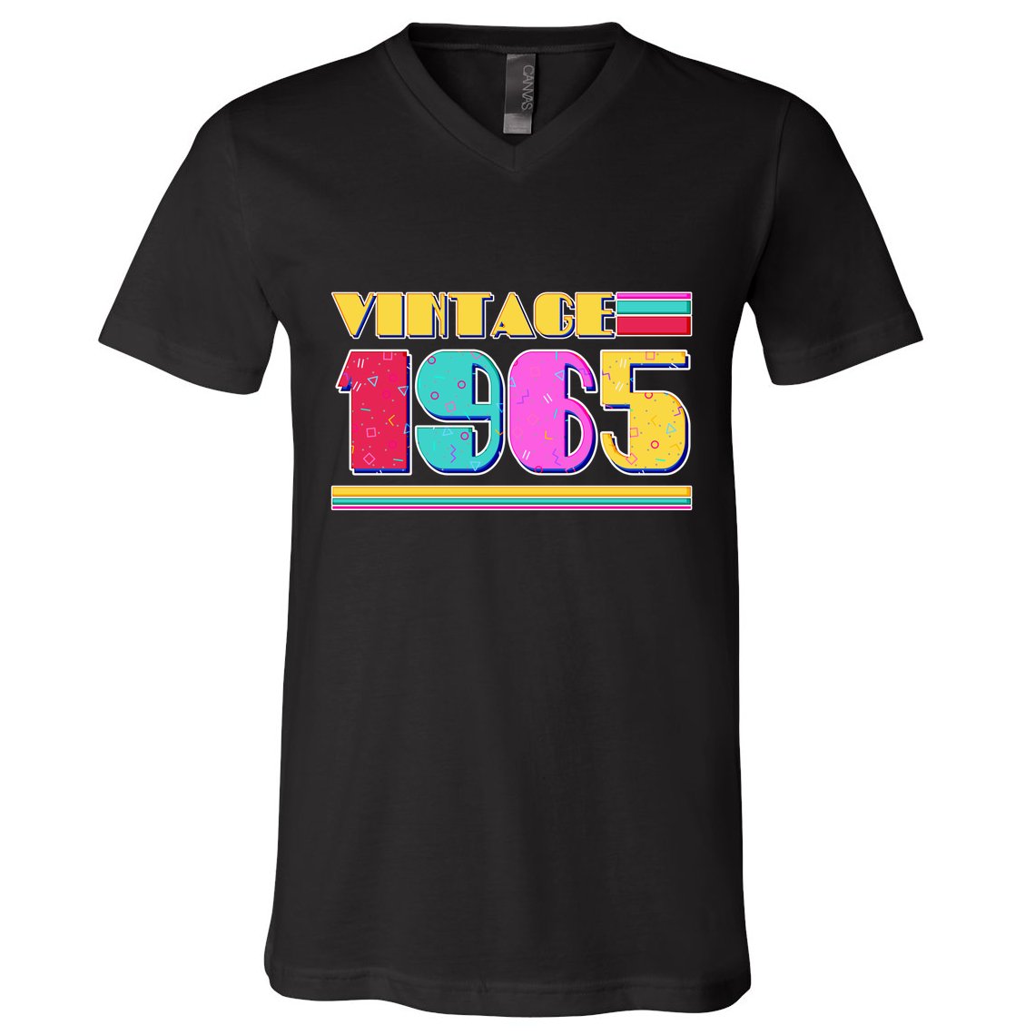 Vintage 80s Colors 1965 60th Birthday V-Neck T-Shirt