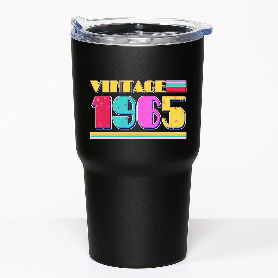 Vintage 80s Colors 1965 60th Birthday Tumbler