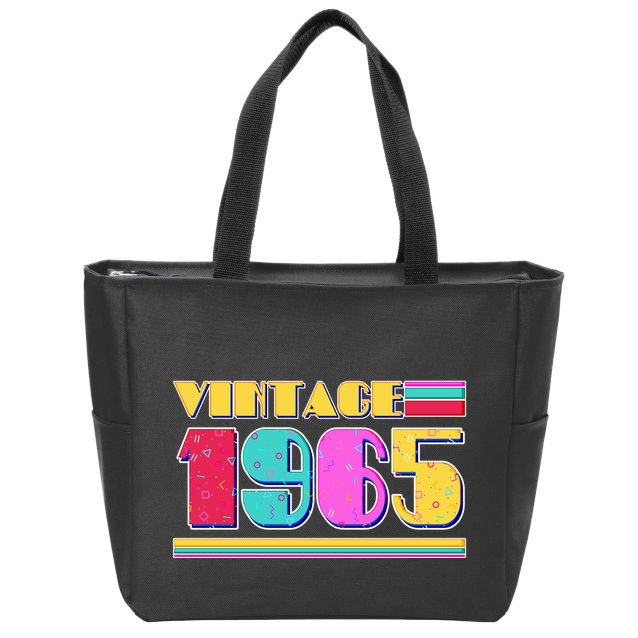 Vintage 80s Colors 1965 60th Birthday Zip Tote Bag