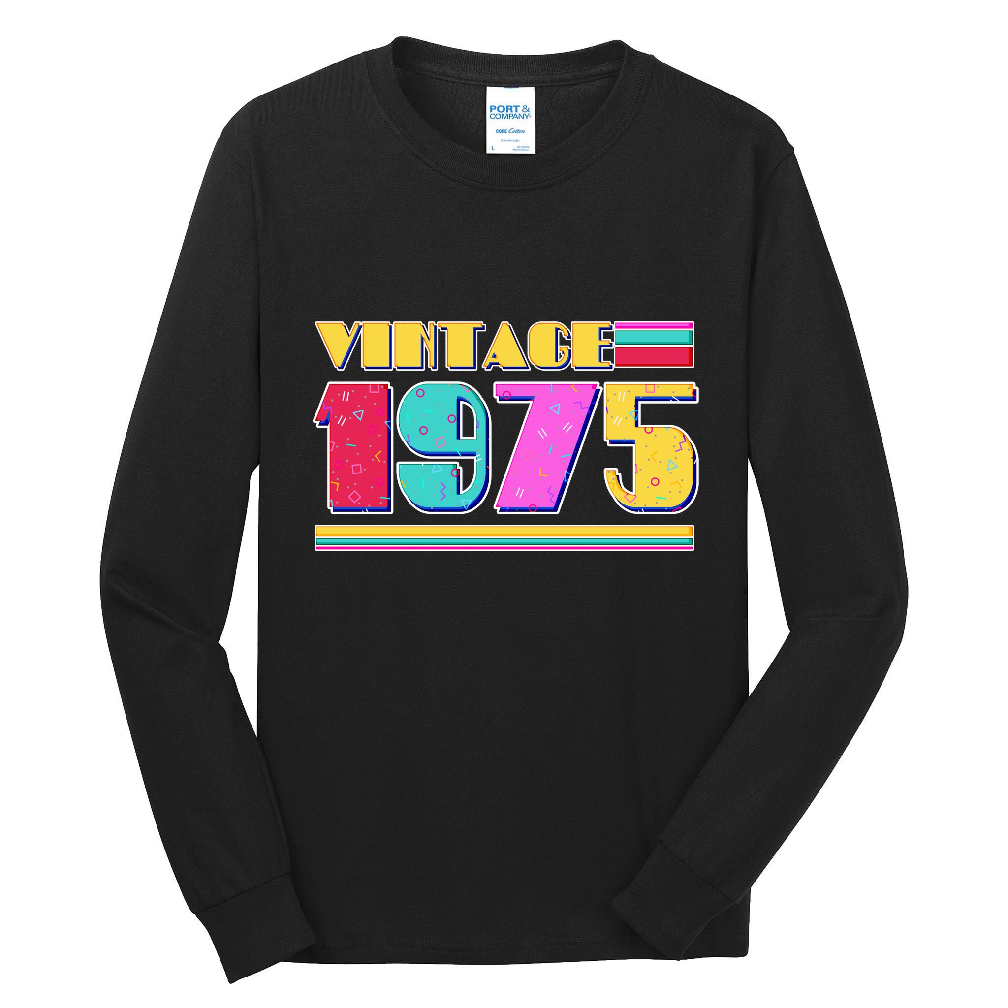 Vintage 80s Colors 1975 50th Birthday Tall Long Sleeve T-Shirt