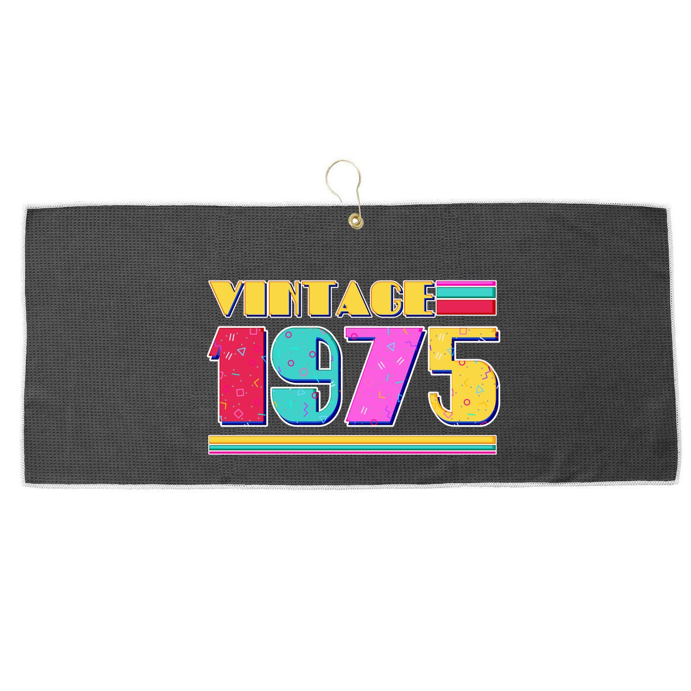 Vintage 80s Colors 1975 50th Birthday Large Microfiber Waffle Golf Towel