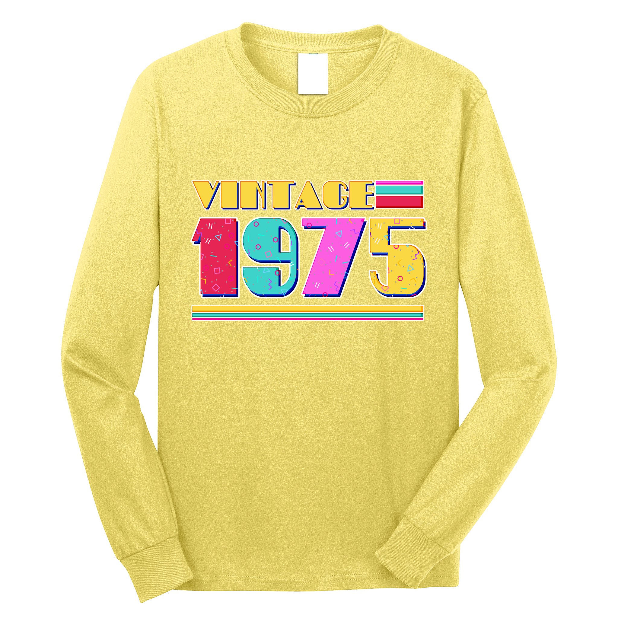 Vintage 80s Colors 1975 50th Birthday Long Sleeve Shirt