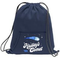 Vintage 80S HalleyS Comet Retro Space Lover Distressed Sweatshirt Cinch Pack Bag