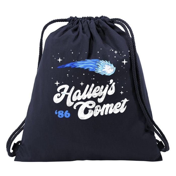 Vintage 80S HalleyS Comet Retro Space Lover Distressed Drawstring Bag