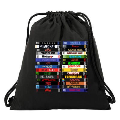 Vhs 80s Horror Movie Stacks Drawstring Bag