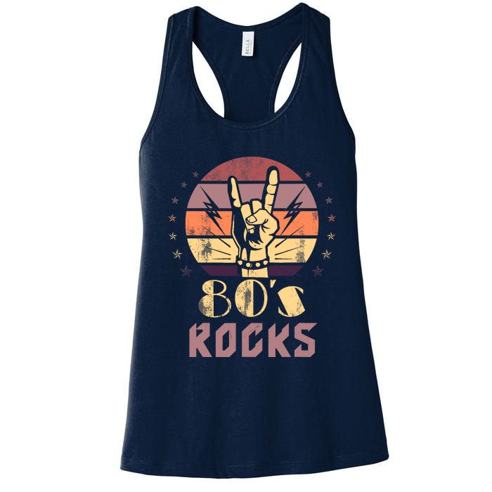 Vintage 80S Rock Bands Eighties 80s Party Retro Music Band Women's Racerback Tank