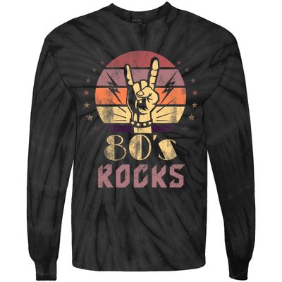 Vintage 80S Rock Bands Eighties 80s Party Retro Music Band Tie-Dye Long Sleeve Shirt