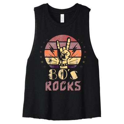 Vintage 80S Rock Bands Eighties 80s Party Women's Racerback Cropped Tank