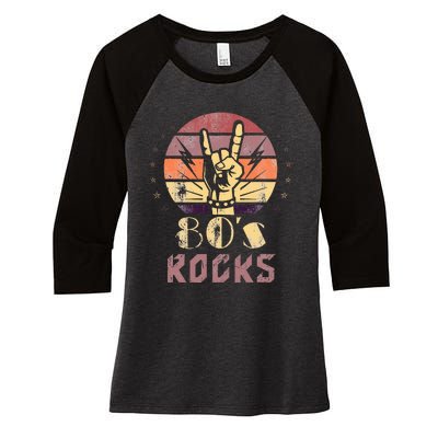 Vintage 80S Rock Bands Eighties 80s Party Women's Tri-Blend 3/4-Sleeve Raglan Shirt