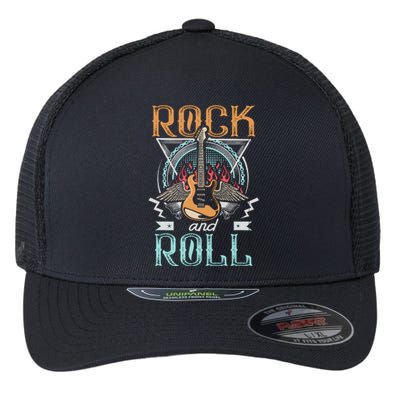 Vintage 80s Rock & Roll Music Guitar Wings Flexfit Unipanel Trucker Cap