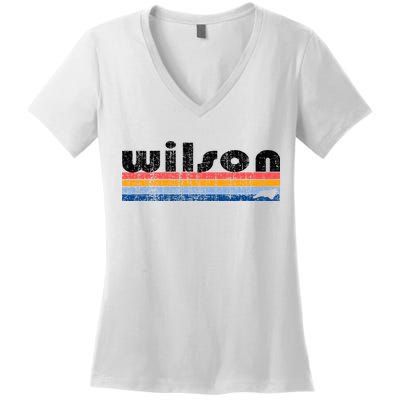 Vintage 80s Style Wilson Nc Women's V-Neck T-Shirt