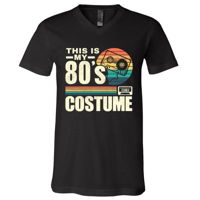 Vintage 80s This is My 80's Costume Party Retro V-Neck T-Shirt