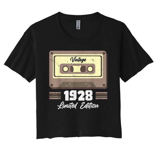 Vintage 95th Birthday T Cassette Tape 1928 Design Crop Top