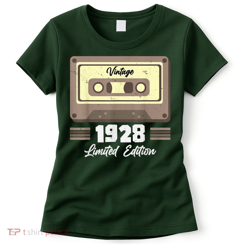 Vintage 95th Birthday T Cassette Tape 1928 Design Womens T-Shirt