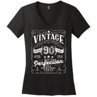 Vintage 90th Birthday Perfection Original Part 1933 Women's V-Neck T-Shirt