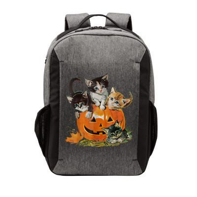 Vintage 90s Cat Pumpkin Halloween Retro Floral Spooky Season Vector Backpack