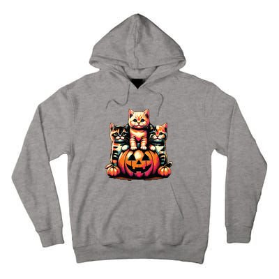 Vintage 90s Cats Kittens Pumpkin Halloween Spooky Season Tall Hoodie