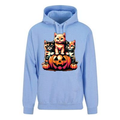 Vintage 90s Cats Kittens Pumpkin Halloween Spooky Season Unisex Surf Hoodie