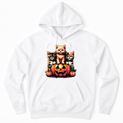 Vintage 90s Cats Kittens Pumpkin Halloween Spooky Season Hoodie