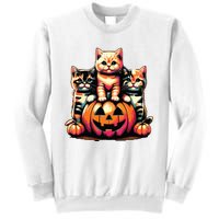 Vintage 90s Cats Kittens Pumpkin Halloween Spooky Season Sweatshirt