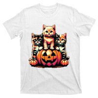 Vintage 90s Cats Kittens Pumpkin Halloween Spooky Season T-Shirt