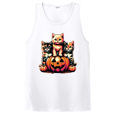 Vintage 90s Cats Kittens Pumpkin Halloween Spooky Season PosiCharge Competitor Tank