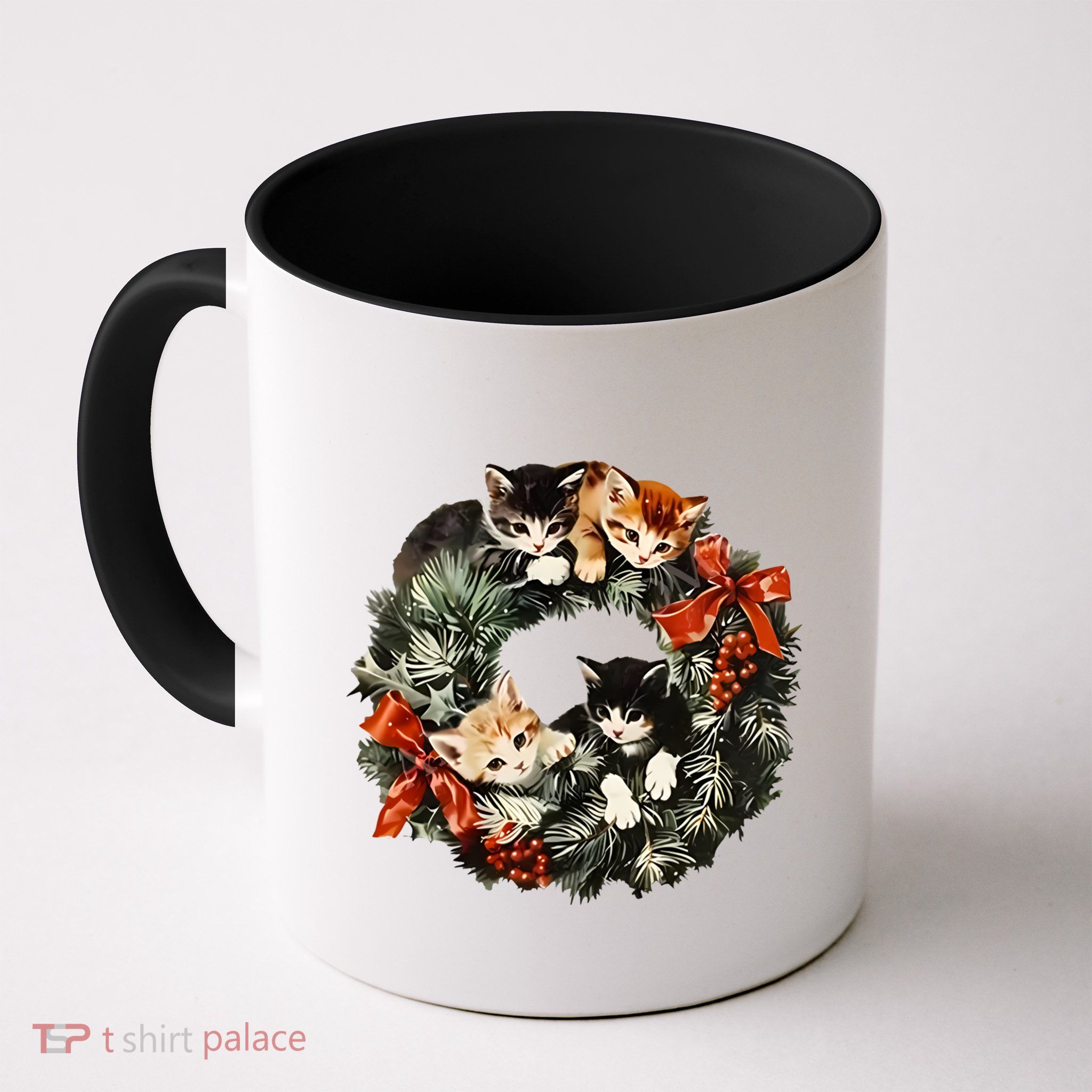 Vintage 90s Cat Christmas Gift Mug