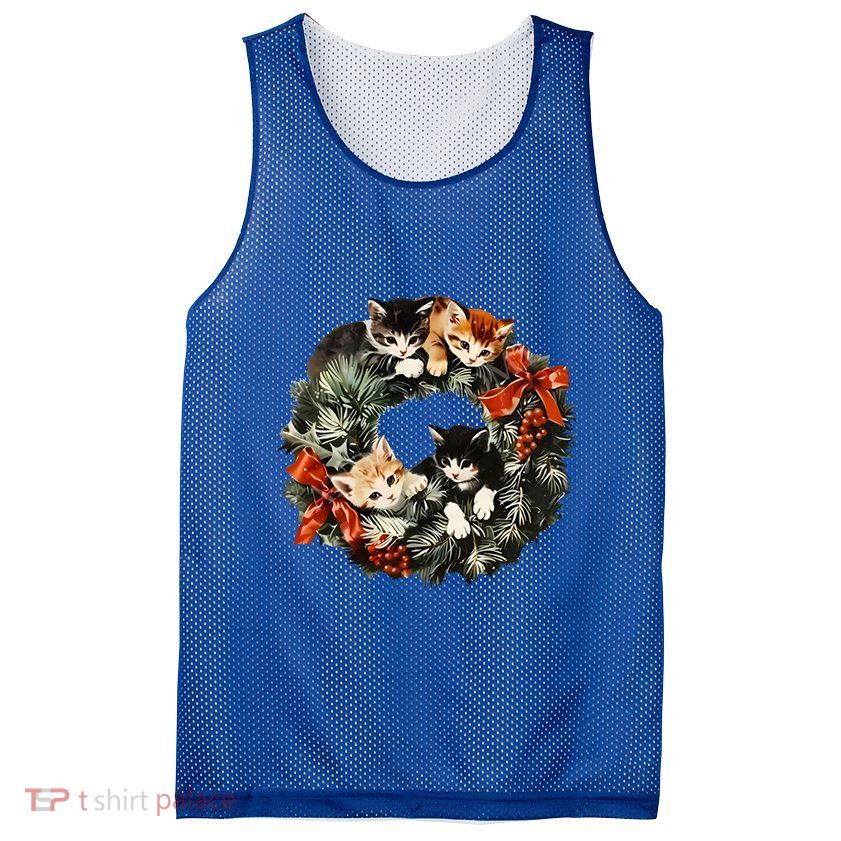 Vintage 90s Cat Christmas Gift Mesh Reversible Basketball Jersey Tank
