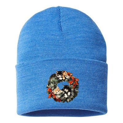 Vintage 90s Cat Christmas Gift Sustainable Knit Beanie