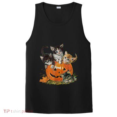 Vintage 90s Cat Pumpkin Halloween Retro Floral Spooky Season Gift PosiCharge Competitor Tank