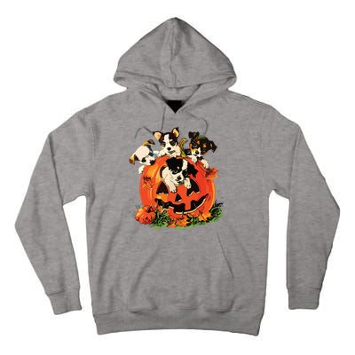 Vintage 90s Dog Retro Pumpkin Puppies Halloween Dog Lovers Tall Hoodie