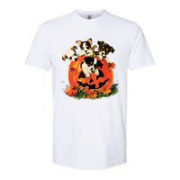 Vintage 90s Dog Retro Pumpkin Puppies Halloween Dog Lovers Softstyle CVC T-Shirt