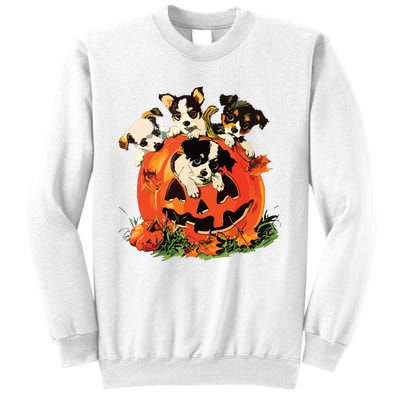 Vintage 90s Dog Retro Pumpkin Puppies Halloween Dog Lovers Sweatshirt