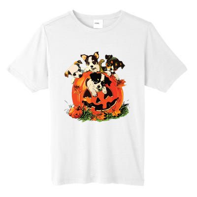 Vintage 90s Dog Retro Pumpkin Puppies Halloween Dog Lovers Tall Fusion ChromaSoft Performance T-Shirt